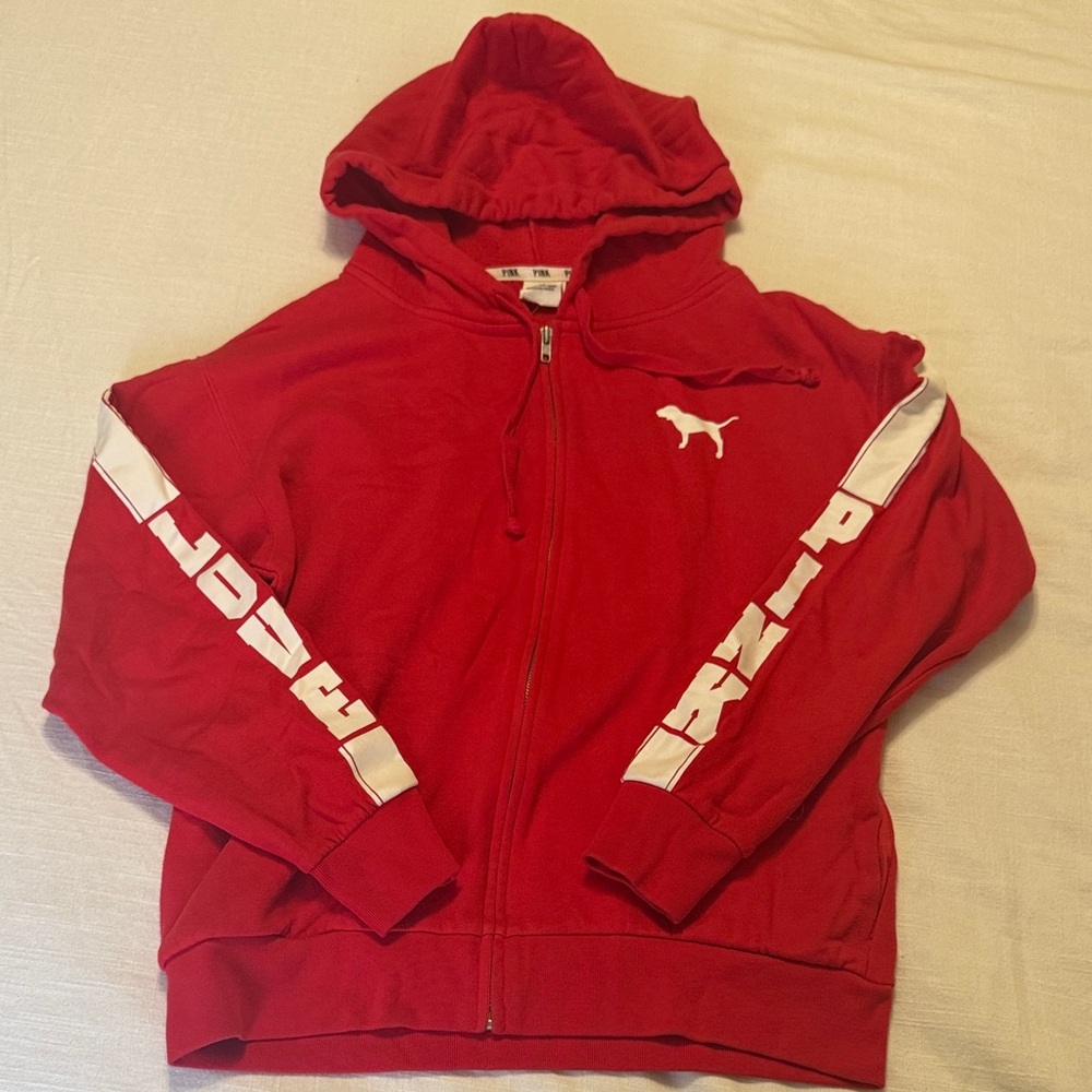 PINK Victoria's Secret Red Zip-Up Hoodie